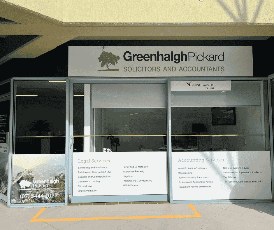 Outside of office building with greenhalgh pickard sign