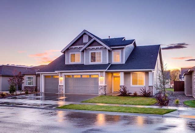 house at sunset